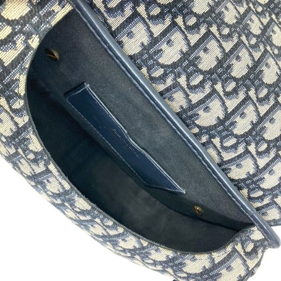 Dior M9319UTZQ Oblique Bobby Shoulder Bag Canvas/Leather Navy - Picture 11 of 13